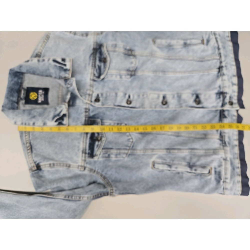 Nautica Jeans Co. Mens Denim Jacket Uptown Blue Wash Size Large Ribbed Knit Cuff - Picture 15 of 16